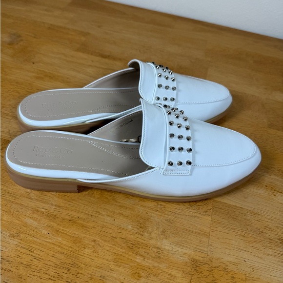 Rag And Co Womens White Studded Flat Mules 10 - Picture 8 of 12